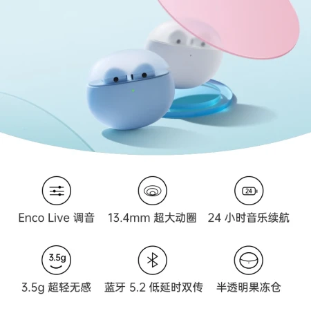 OPPO Enco Air2 True Wireless Semi-In-Ear Bluetooth Headphones Music Game Sports Headphone Call Noise Canceling Bluetooth 5.2 Universal Xiaomi Apple Huawei Mobile Phone Clear Sky Blue