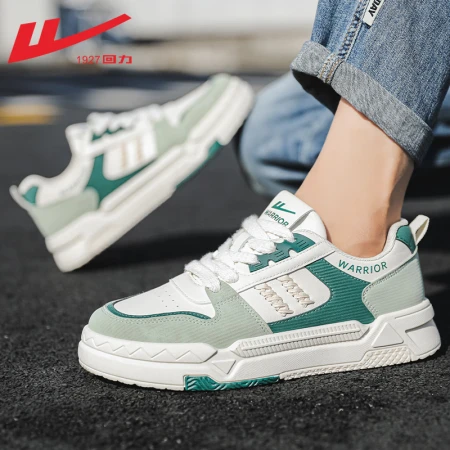 Pull back Warrior sports shoes men's shoes spring Hong Kong style white shoes sports casual shoes breathable sneakers official flagship white and green 42