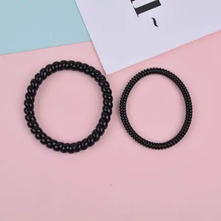 [Goddess] 15/20/30/50 Black Plastic Hair Rope Hair Ring Rubber Band Adult Thin Head Rope Simple Personality Fresh Rubber Ring Yilian Concubine Large Telephone Cord Hair Ring 30