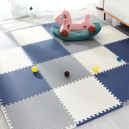 Cuttlefish foam floor mat large thickened 16 pieces 60*60cm children's bedroom mosaic crawling mat home baby game non-slip mat living room sponge floor tatami white gray blue 5754