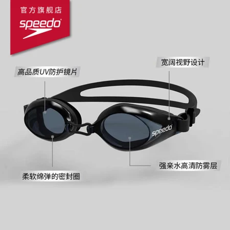 Speedo/Speedo Adult Swimming Goggles Edge Japan Imported Seiko Swimming Goggles HD Waterproof Anti-Fog Swimming Equipment Men's and Women's Goggles Black/Ash One Size 8120047649