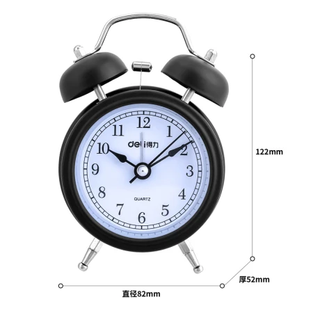 Deli Deli Mini Retro Jam Alarm Mekanis Kebisingan Rendah dengan Pemogokan Bercahaya Pin Dering Keluarga Kamar Tidur Samping Tempat Tidur Jam Alarm Jam Alarm Pencerahan Siswa Hitam 9024