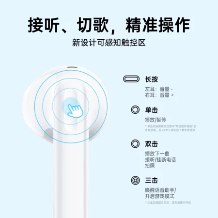 OPPO Enco Air2 True Wireless Semi-In-Ear Bluetooth Headphones Music Game Sports Headphones AI Call Noise Reduction Universal Xiaomi Apple Huawei Mobile Phone Clear Sky Blue