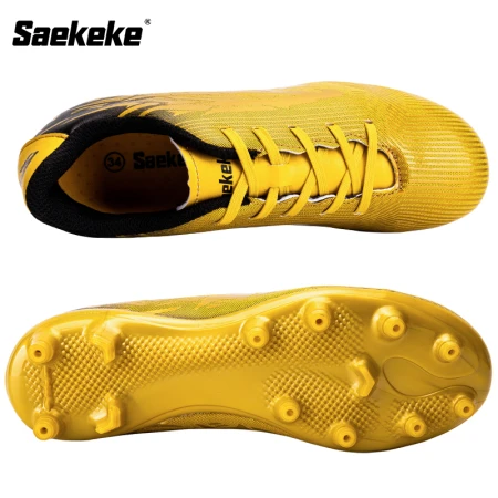 Saekeke Saekeke soccer shoes men's adult AG spikes training game shoes children and teenagers middle school students campus football club natural lawn golden size 39 is one size larger