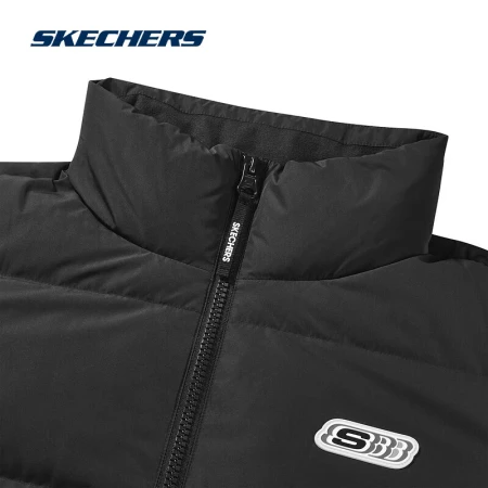 Skechers丨Skechers sports down jacket men and women with the same warm jacket carbon black L