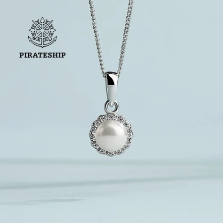 Pirate ship pirateship necklace female S925 silver freshwater pearl female necklace pendant simple and versatile collarbone chain