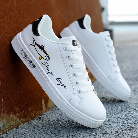 Men's white sneakers without laces pasted small white shoes sneakers men's casual shoes men's shoes 2022 new trend spring sports men's small white shoes all-match handsome shoes white and black H17H 36