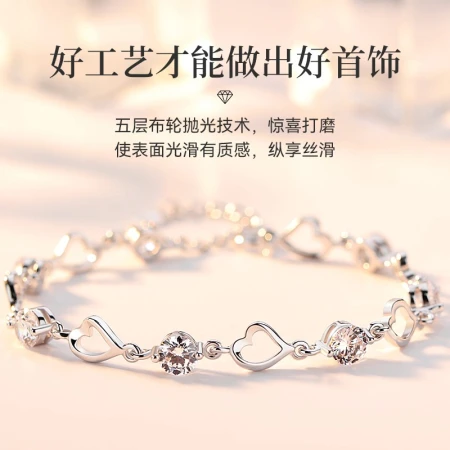 [Delivery certificate] The only heart of the ocean 999 fine silver bracelet girl's birthday Christmas gift ladies bracelet for girlfriend wife fashion jewelry heart wish + bow gift box