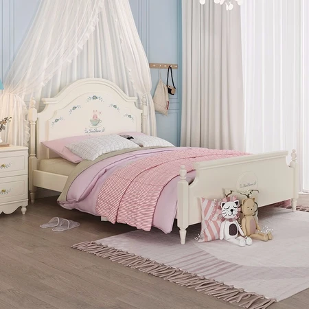 七叶木儿童床女孩床单层床单人床儿童家具套装公主床欧式