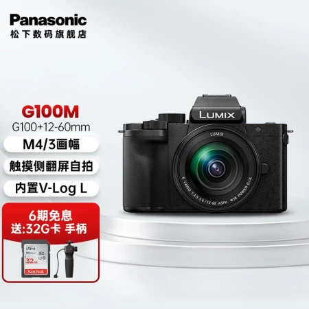 Panasonic G100 Micro-single/single battery/mirrorless digital camera professional radio flip screen selfie vlog camera G100+[12-60mm] with handle