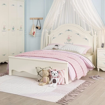 七叶木儿童床女孩床单层床单人床儿童家具套装公主床欧式