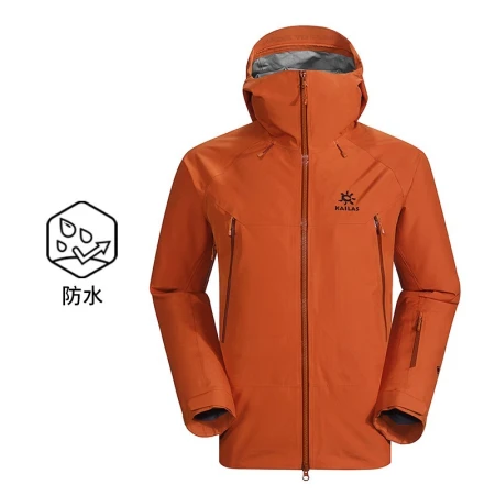 Kellerstone Mont-X all-weather hard shell jacket for men and women anti-storm extreme climbing professional outdoor mountaineering suit GTX windproof jacket male oxidation orange KG2241122 XS