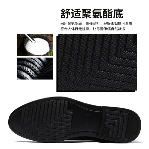 LAORENTOU leather shoes for men, business casual shoes, spring and autumn breathable, wear-resistant, non-slip leather shoes for men, black 41