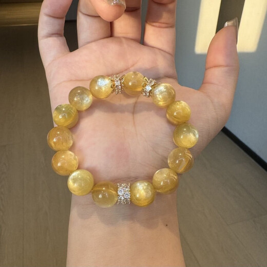 Luxurious natural gold dragon mica gold lepidolite yellow grandmother crystal bracelet crystal gemstone Mother's Day gift for men and women collectible gold lepidolite 9mm