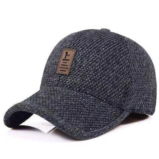 Jiaxuan autumn and winter men's cotton hat outdoor sports dad baseball cap casual warm ear protection cap middle-aged and elderly peaked cap elderly cap dark gray