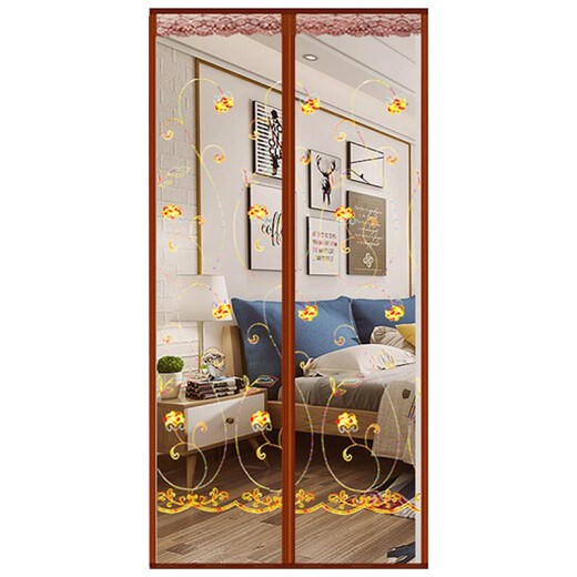 Shengshi Taibao anti-mosquito door curtain Velcro magnetic summer punch-free living room door curtain embroidery rose 100*210cm