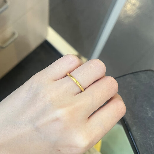 SOM Old Phoenix Gold Plain Ring Women's 999 Pure Gold Smooth Ring Ring Birthday Gift for Girlfriend and Wife Pure Gold 999 Ring No. 8