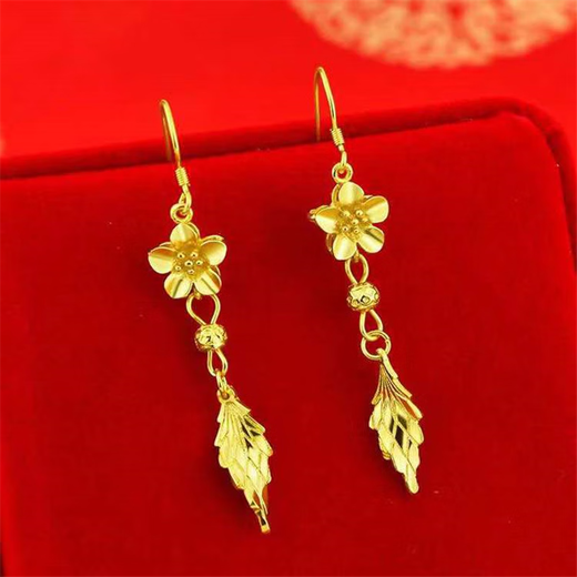 Alluvial Gold Earrings Women's Transfer Bead Gold Earrings Earrings Versatile Gifts for Mom/Lucky Beads/Earrings
