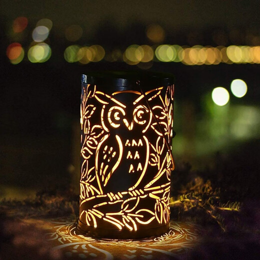 Shiyan Solar Garden Lamp Iron Lantern Retro Night Light Waterproof Outdoor Villa Balcony Garden Atmosphere Light and Shadow Small Flower Iron Lamp