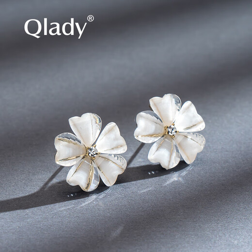 Qlady sweet flower earrings, feminine and high-end silver needle earrings 2024 young luxury niche earrings birthday gift