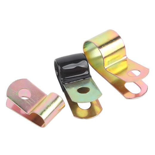 Guwanji iron galvanized single tube clamp Q686F4 dip plastic R-type spring oil pipe clamp line card fixing wire metal clamp fastener collection iron color zinc D10 [10 pieces]