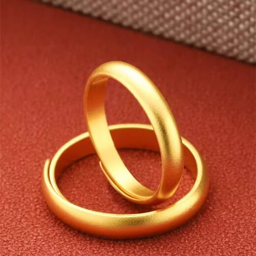 Yukdadi 999 pure gold ancient method ring ring au999 gold covered with silver and frosted gold ring live couple ring for lover, couple ring 2 pieces, 3 grams each, opening adjustable
