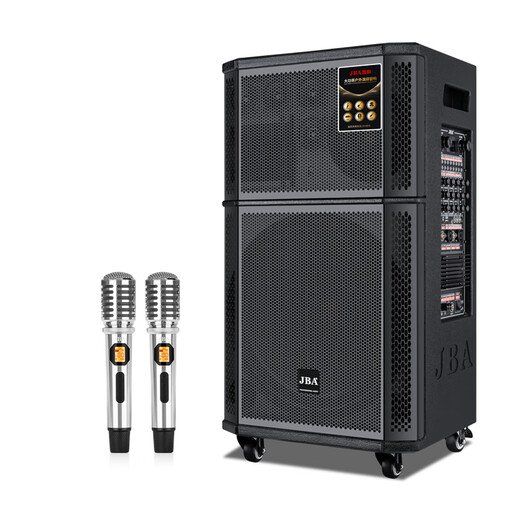 JBA high-end professional stage performance outdoor square dance audio high-power bass karaoke with Bluetooth song request wedding school meeting outdoor activities mobile KTV trolley speaker 15-inch professional bass + dual microphones