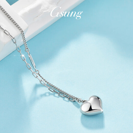 GsunG platinum chain set for women new PT950 love necklace fashionable and shiny AB chain platinum necklace for girlfriend PT950 necklace about 8.5 grams 45 cm pre-order