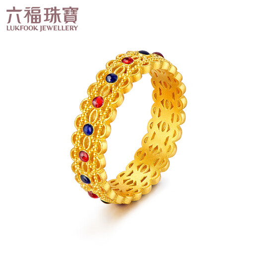 Lukfook Jewelry Fuman Heirloom Series Pure Gold National Style Gilded Gold Ring as a Gift Price F48TBGR0007 No. 12-4.87g (including labor cost 823 yuan)
