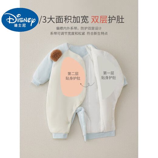 Disney Newborn Baby Onesie Clothes Autumn and Winter Padded Clothes Newborn Baby Thickened Cotton Clothes Cute Outerwear Blue Size 59 Recommended for 0-3 Months 10 Jin Jin equals 0.5 kg Within cm 9 Jin Jin equals 0.5 kg