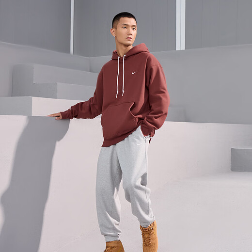 Nike (NIKE) official men's fleece trousers and sweatpants knitted loose casual embroidered personality soft DX1365 063 color dark gray/white XL