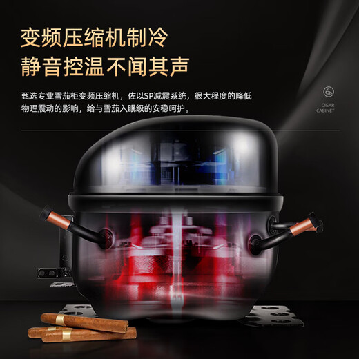 Bacchus Smart Cigar Cabinet WiFi Control + Ammonia Removal Multi-Function Independent Humidity Control Constant Temperature and Constant Humidity Bare Care Spanish Cedar Wood Inverter Compressor Air-cooled Humidifying Cabinet YH-24 Ammonia Removal WiFi Inverter + Lamp (350 Count) 65L