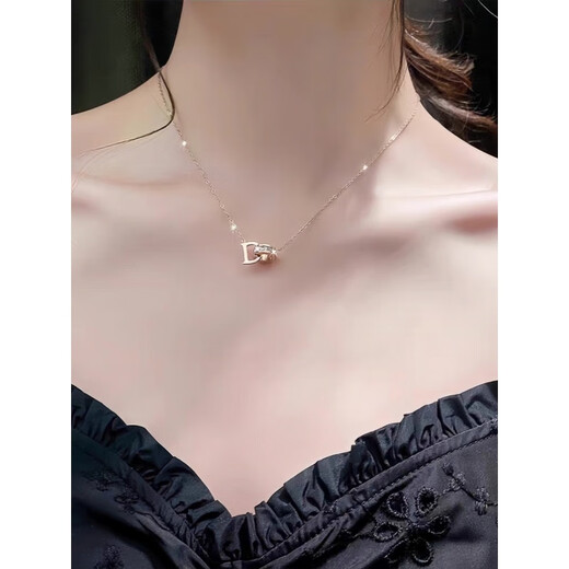 An Feng rose gold necklace IDo18K gold diamond letter pendant light luxury simple versatile clavicle chain Valentine's Day gift as shown in the picture