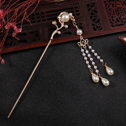 Ancient costume hairpins, step rocking hairpins, women's ancient style tassels, daily retro matching cheongsam, updos, Hanfu hair accessories, gold