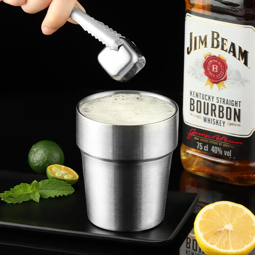 Baijie 304 double-layer cup stainless steel step cup Korean beer cup coffee cup stainless steel water cup 260ml single pack