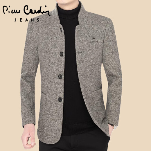 Pierre Cardin Woolen Coat Hen Autumn and Winter Media-Enge Stand Collar Chaqueta Hombres de moda de moda casual Men Dad Navy Blue L (120-140Jin [Jin equivale a 0.5 kg])