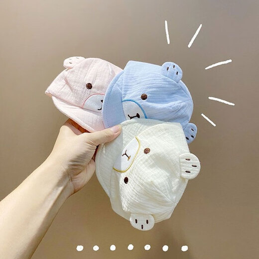 兔兔大文婴幼儿帽子夏季薄款0-3-6-12个月宝宝遮阳防晒帽网眼鸭舌帽新生儿 小熊蓝色（网眼款）松紧腰 帽围36-45cm（建议0-12个月）