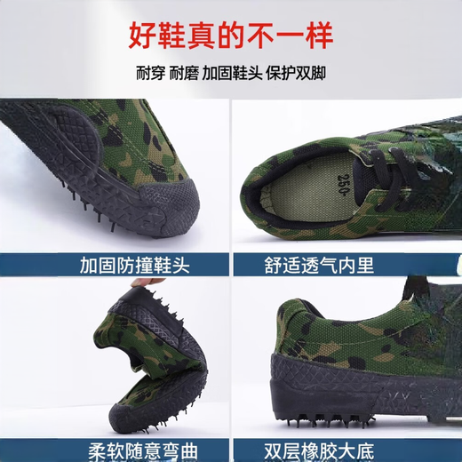 Jihua 3515 3515 Liberation Shoes Back-up Shoes Men's Military Training Non-Slip Wear-Resistant Breathable Labor Safety Shoes Farmland Outdoor Construction Site Training Camouflage Urban Cool Black Double-Sole Upper 41