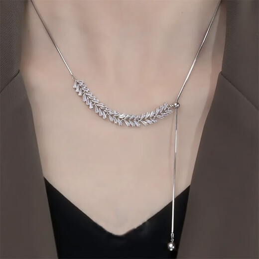 Shijun (SHIJUN) neck scar cover clavicle chain thyroid scar cover postoperative necklace wheat ear zircon summer jewelry neck summer silver