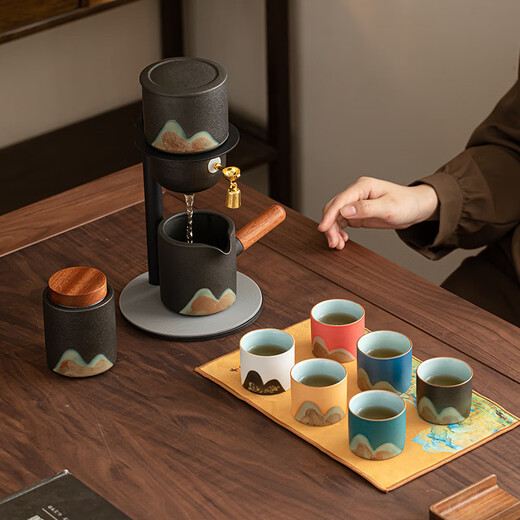 SUSHI CERAMICS hand-painted glaze color automatic tea set thousands of miles away and satisfied six-color tea cup cultural and creative gift box set