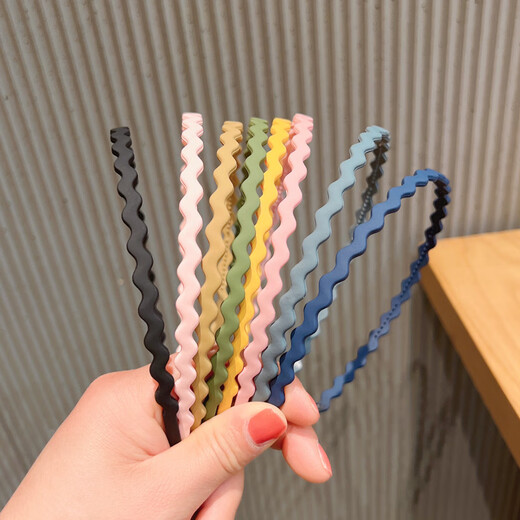 Early frosted wavy thin hair hoop for women's summer all-match bangs hairpin Korean style high skull face hoop hair headband hair accessories black