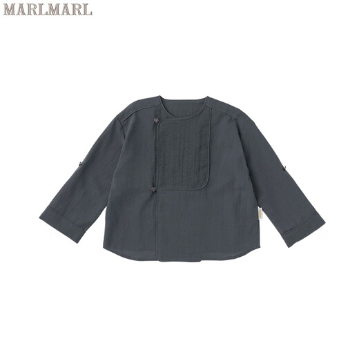 MARLMARL baby boys and girls shirts long-sleeved shirt 03 dark blue fukusa gift packaging gray 90 cm