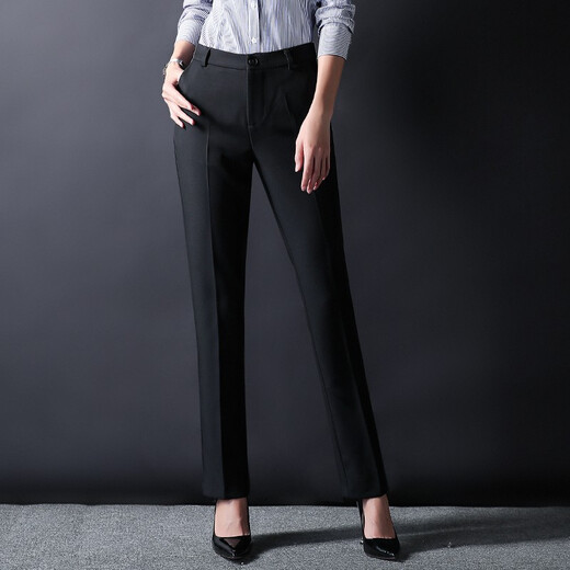 DGPZ formelle Hosen für Frauengeschäft Casual Straight Through Anzughose professionelle Pendelhose W724 Schwarz S