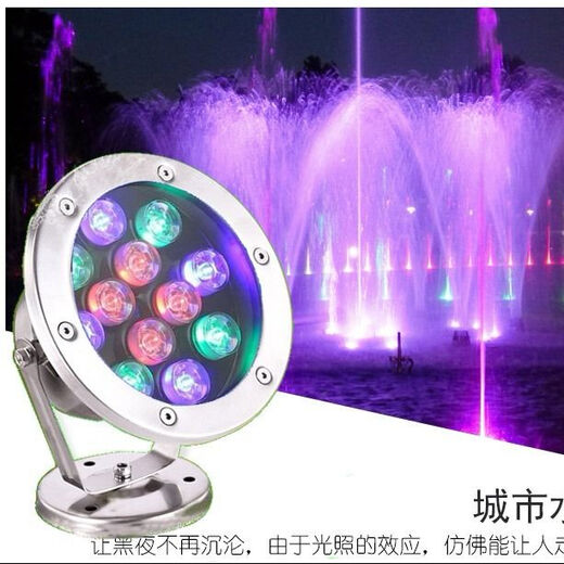 LED underwater light 3w6w9w12w18w pool underwater light fish pond landscape light fountain light waterproof colorful spotlight 9 watt white light
