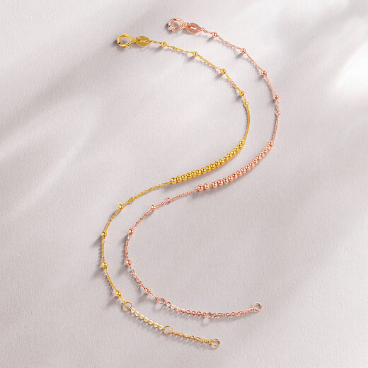 Saturday Fortune (ZLF) 18K gold bracelet for women, small gold bead bracelet, holiday gift for girlfriend, T K red bracelet - 16+3cm