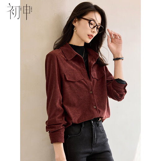 Chushen New Year's jersey red thick long-sleeved shirt for women retro layered casual shirt jacket S144C6003
