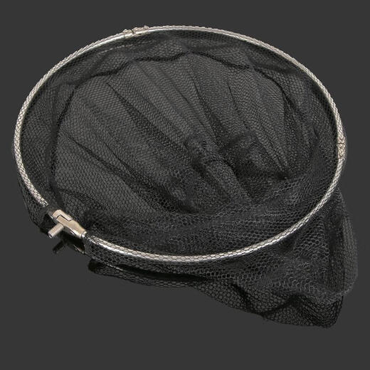 Boss Gu's mesh head, glass fiber vigorous horse mesh head, foldable stainless steel net head, fishing gear, black 35cm net head