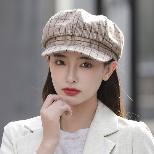 Jimmy Leaf autumn and winter women's hat fashion octagonal hat female British Korean Japanese style beret fashion simple painter hat gray