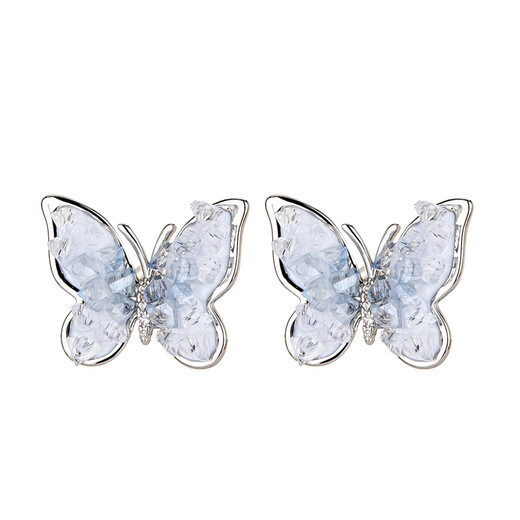 Qlady crystal butterfly temperament earrings women's sterling silver earrings new 2025 high-end silver earrings unique earrings