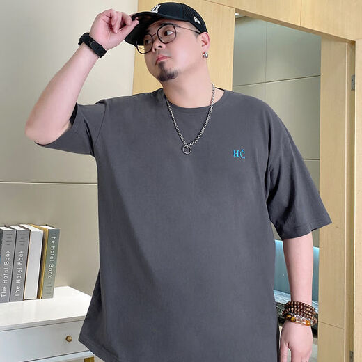 ZHIDOUDOU胖子卫衣男宽松大码不显肚子潮牌t恤士短袖夏季字母加肥加大大上 t1349白色 10XL 2xl 150斤175斤